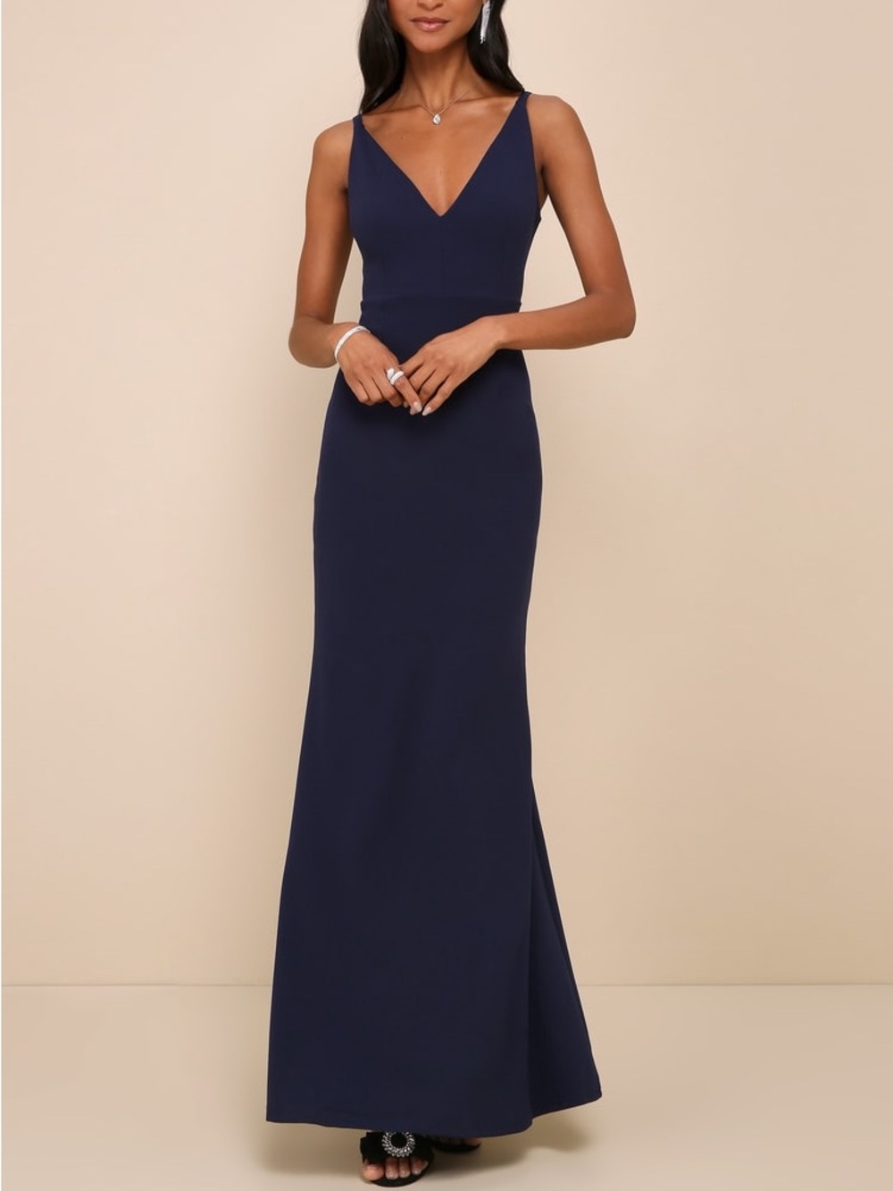 NWT Lulus Melora Navy Blue Sleeveless Maxi Dress Size XXS